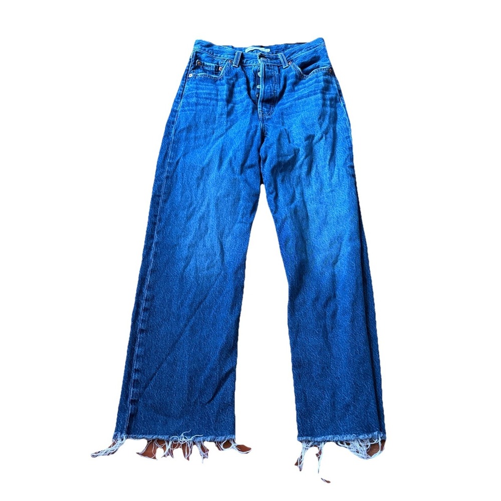 Levis Jeans Womens 26 Blue Ribcage Straight Ankle Button Fly Premium
